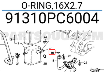 Honda 91310PC6004 O-RING,16X2.7