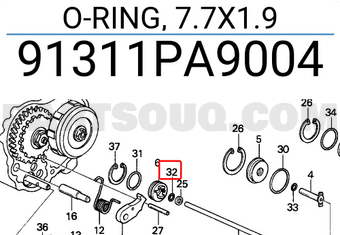 Honda 91311PA9004 O-RING, 7.7X1.9