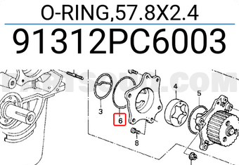 Honda 91312PC6003 O-RING,57.8X2.4