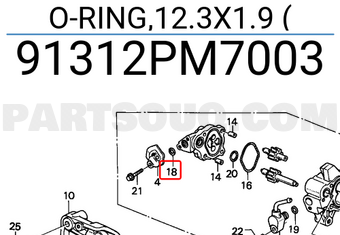 Honda 91312PM7003 O-RING,12.3X1.9