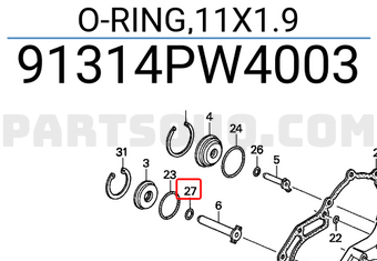 Honda 91314PW4003 O-RING,11X1.9