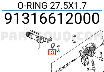 Honda 91316612000 O-RING 27.5X1.7
