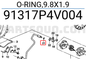 Honda 91317P4V004 O-RING,9.8X1.9