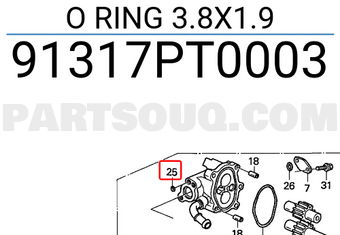 Honda 91317PT0003 O RING 3.8X1.9