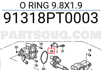 Honda 91318PT0003 O RING 9.8X1.9
