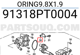 Honda 91318PT0004 ORING9.8X1.9
