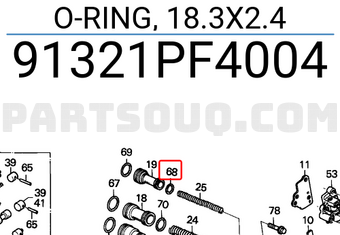 Honda 91321PF4004 O-RING, 18.3X2.4