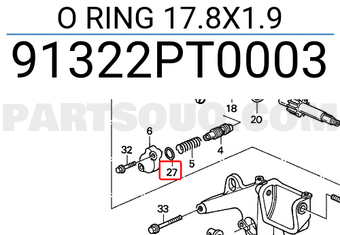 Honda 91322PT0003 O RING 17.8X1.9