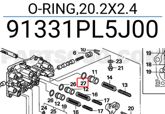 Honda 91331PL5J00 O-RING,20.2X2.4