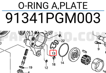 Honda 91341PGM003 O-RING A,PLATE