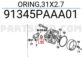 Honda 91345PAAA01 ORING,31X2.7