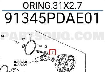 Honda 91345PDAE01 ORING,31X2.7
