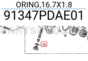 Honda 91347PDAE01 ORING,16.7X1.8