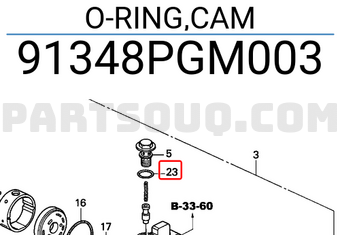 Honda 91348PGM003 O-RING,CAM