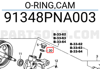 Honda 91348PNA003 O-RING,CAM