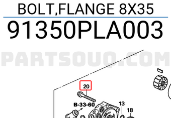 Honda 91350PLA003 BOLT,FLANGE 8X35