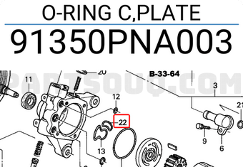 Honda 91350PNA003 O-RING C,PLATE