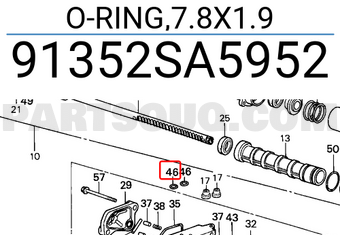 Honda 91352SA5952 O-RING,7.8X1.9