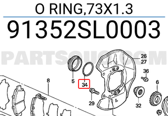 Honda 91352SL0003 O RING,73X1.3