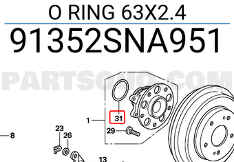 Honda 91352SNA951 O RING 63X2.4
