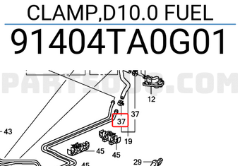 Honda 91404TA0G01 CLAMP,D10.0 FUEL