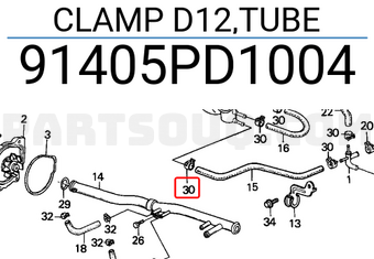 Honda 91405PD1004 CLAMP D12,TUBE