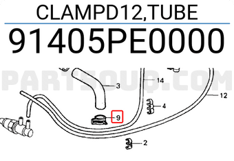 Honda 91405PE0000 CLAMPD12,TUBE
