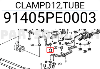 Honda 91405PE0003 CLAMPD12,TUBE