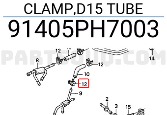 Honda 91405PH7003 CLAMP,D15 TUBE