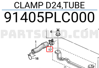 Honda 91405PLC000 CLAMP D24,TUBE