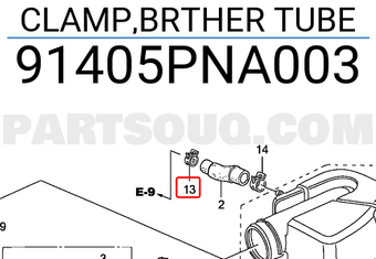 Honda 91405PNA003 CLAMP,BRTHER TUBE