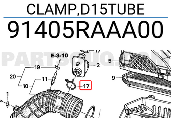 Honda 91405RAAA00 CLAMP,D15TUBE