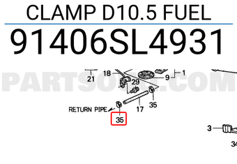 Honda 91406SL4931 CLAMP D10.5 FUEL