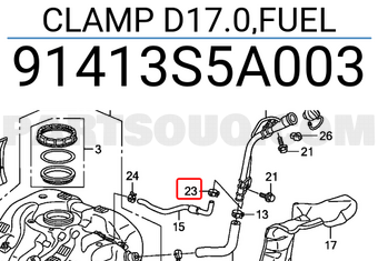Honda 91413S5A003 CLAMP D17.0,FUEL
