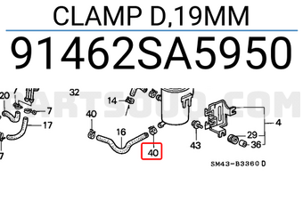 Honda 91462SA5950 CLAMP D,19MM