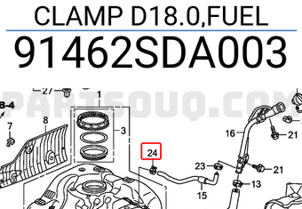 Honda 91462SDA003 CLAMP D18.0,FUEL