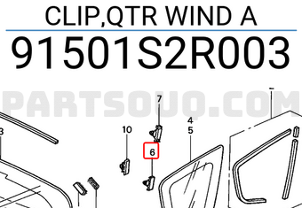 Honda 91501S2R003 CLIP,QTR WIND A