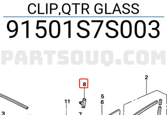 Honda 91501S7S003 CLIP,QTR GLASS