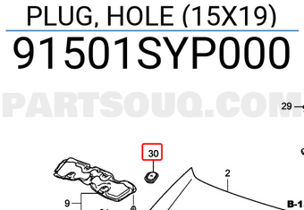 Honda 91501SYP000 PLUG, HOLE (15X19)