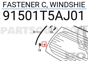 Honda 91501T5AJ01 FASTENER C, WINDSHIE