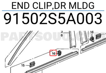 Honda 91502S5A003 END CLIP,DR MLDG
