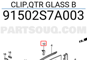 Honda 91502S7A003 CLIP,QTR GLASS B