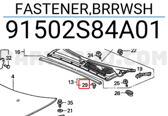 Honda 91502S84A01 FASTENER,BRRWSH