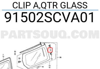 Honda 91502SCVA01 CLIP A,QTR GLASS