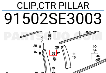 Honda 91502SE3003 CLIP,CTR PILLAR