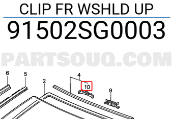 Honda 91502SG0003 CLIP FR WSHLD UP