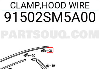 Honda 91502SM5A00 CLAMP,HOOD WIRE