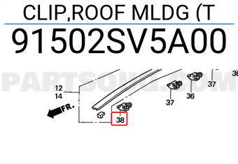 Honda 91502SV5A00 CLIP,ROOF MLDG (T