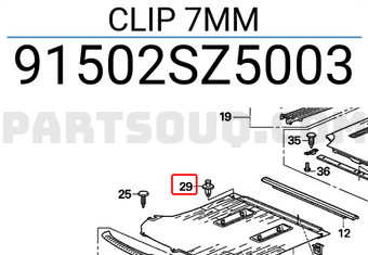 Honda 91502SZ5003 CLIP 7MM