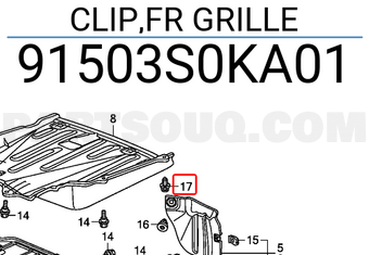 Honda 91503S0KA01 CLIP,FR GRILLE